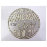 1975 Chicago Ill. Motorcycle License Plate