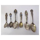Lot of 6 Sterling Silver Canada Souvenir Spoons