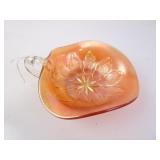 Vintage Dugan Leaf Rays Carnival Glass Gravy Boat