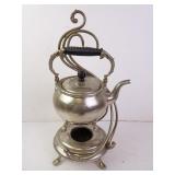 Antique Silver Plated Hanging Tea Kettle with