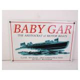 Vintage Enameled Metal Gar Wood Motor Boats