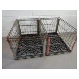 Lot of 2 Vintage Morning Glory Wire Milk Crates