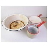 Lot of 3 Vintage Enamelware Pieces