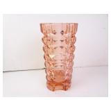 10" Tall Antique Pink Depression Glass Vase