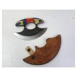 Forged Wood Handle Ulu Knife w/ Sheath - MHS