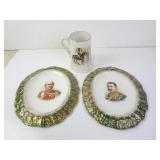 Lot of 3 Antique Military Themed Porcelain Items