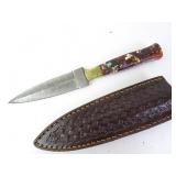 Damascus Boot Knife w/ Sheath - MHS Cutlery