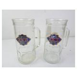 Lot of 2 Superbowl XXII Fisher Peanuts Glass Mugs
