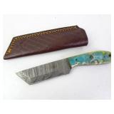 Damascus Hunting Knife w/ Sheath - MHS Cutlery