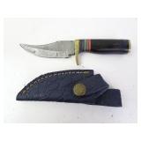 Small Damascus Steel Knife w/ Sheath - MHS