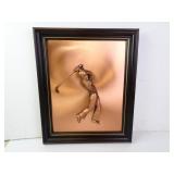 13.5' x 16' Framed Copper Tone Golfer Wall Art