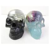 Lot of 2 Resin Pour Decorative Skulls - Rose &