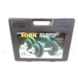 York 40lbs Adjustable Dumbbell Set in Case