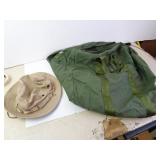 Army Issued Sun Hat with Large Canvas Bag