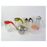 Lot of Vintage Glass Syrup Carafes & Related