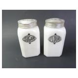 Pair of Vintage Hazel Atlas Milk Glass Shakers -