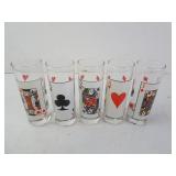 Lot of 5 Playing Card 4" Shot Glasses