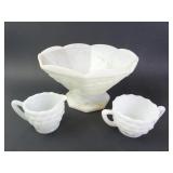 Lot of 3 Vintage Milk Glass Pieces - Sugar