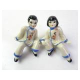 Lot of 2 Vintage Ceramic Arts Studio Asian Man &