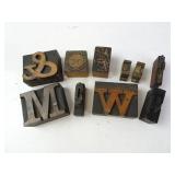 Lot of Misc. Antique Wood Stamps & Type Letters