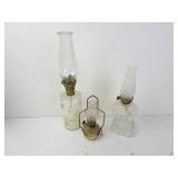 Lot of 3 Small Vintage Oil Lamps