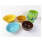 Lot of 5 Vintage Stoneware Type Bowls & Dish -