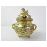 Small Vintage Cast Metal Lidded Foo Dog Oriental