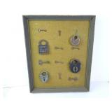 15" x 18" Antique Lock & Key Framed Wall Art