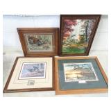 Lot of 4 Vintage Nature Themed Framed Art Prints