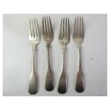 Lot of 4 Sterling Silver Fiddle Style Salad Forks