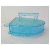 Antique Early American Pressed Glass Blue Sad