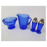 Lot of Vintage Cobalt Glass - Pitchers & Shakers