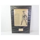 Vintage SIGNED Bob Lemon Baseball Matted Photo &