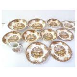 Lot of Vintage Japan Brown Landscape Design Bowls