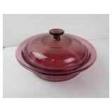 Visions Cranberry Glass Casserole Dish with Lid