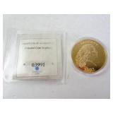 Colonial Coin Flowing Hair Gold-Plated Replica