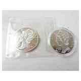 Lot of 2 REPLICA 1oz Mercury Dime Round American