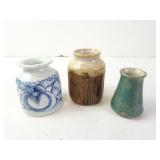 Lot of 3 Small Vintage Pottery Vases
