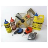 Lot of Chalk Line Reels w/ Chalk Bottles & 200ft
