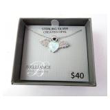 NEW Sterling Silver 925 Created Opal Heart w/