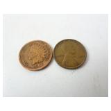 1909-P Indian Cent & 1909 VDB Lincoln Wheat Penny