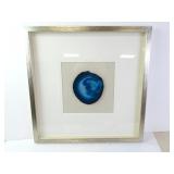 Framed and Matted Blue Agate Geode Slice Wall Art