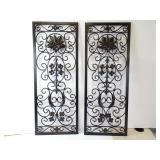 Lot of 2 Metal Art Hanging Wall Panels 34" x 13"