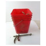 Bucket of Vintage Industrial Bar Clamps