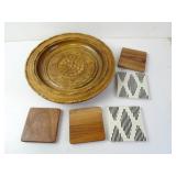 Wood Hanging Charging Plate w/ Coasters