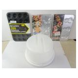 Lot of 3 New Baking Tray Sets with Plastic Cake