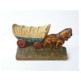 Vintage Hudley Cast Iron Covered Wagon Doorstop