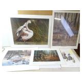Lot of 5 Misc Wildlife Art Prints - Two Signed