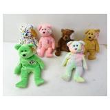 Lot of 6 TY Beanie Babies Bears with Tags