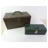 Lot of 2 Vintage Metal Toolboxes